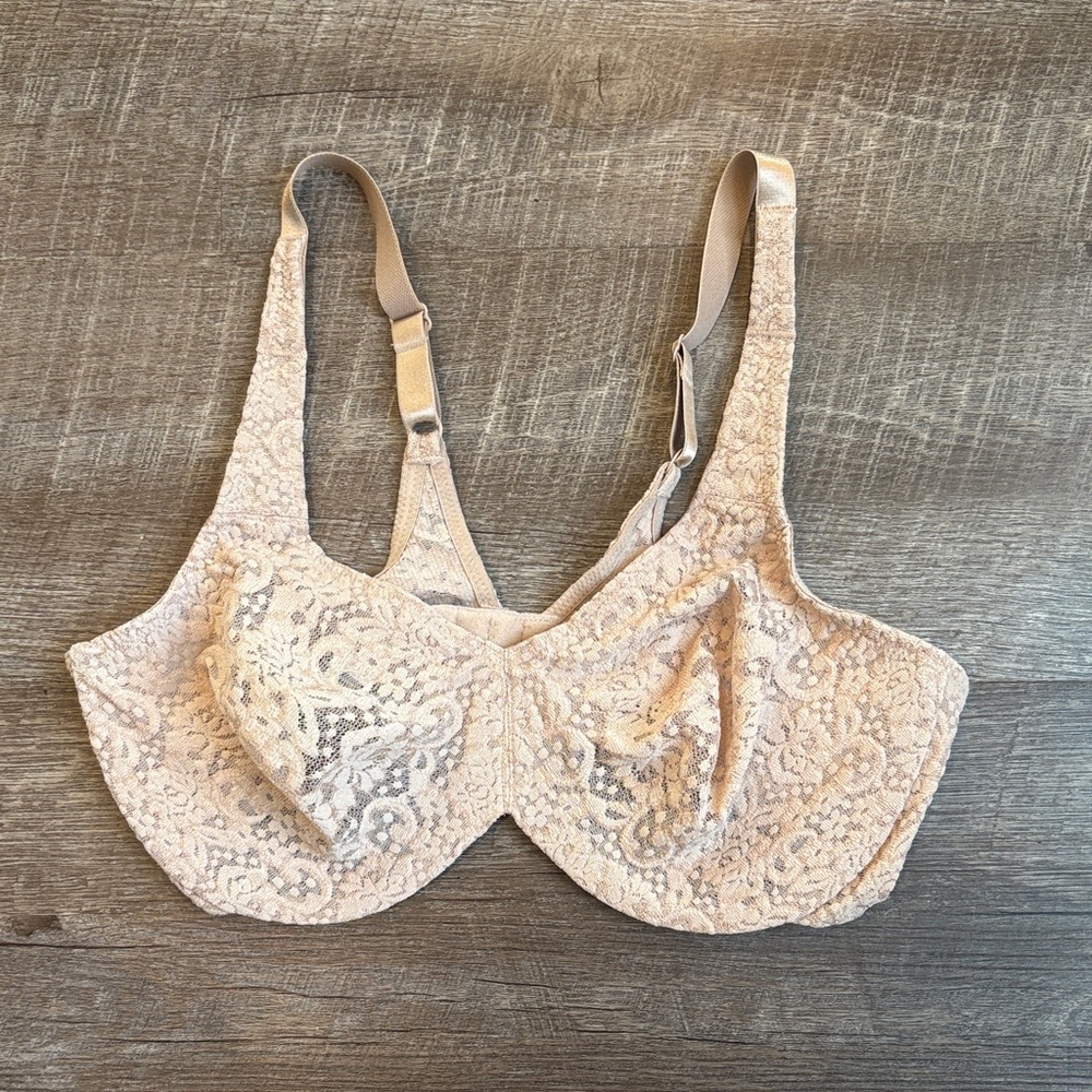 Wacoal Full Figure Halo Lace Underwire Bra 38D Toast Nude 65547